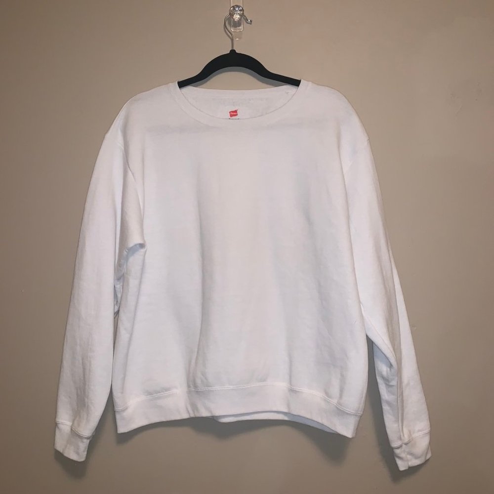 Hanes White Crew Neck Sweatshirt